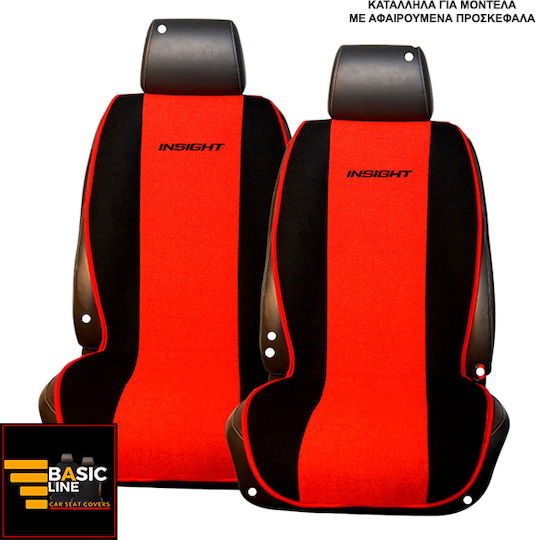 Car Seat Back Set 2pcs Towel 100% Cotton Black / Red