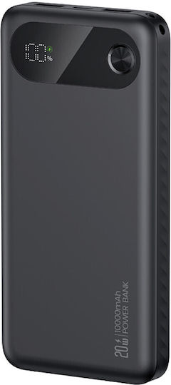 Usams CD249 Baterie Externă 10000mAh 20W Cu 2 Porturi De Ieșire USB-A Și Port De Ieșire USB-C Power Delivery Negru