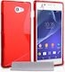 YouSave Accessories Xperia Back Cover Silicone Set with Glass Red (Sony Xperia M2)
