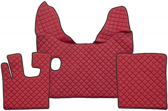 King Interior Σετ Μπροστινά και Πίσω Πατάκια 3τμχ για DAF XF 2007-2012 Κόκκινα