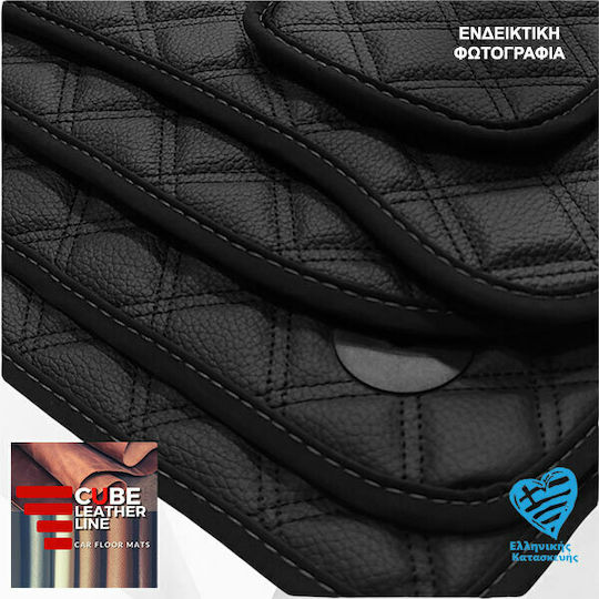 Mitsubishi Eclipse Cross 2018-2023 Techno-leather Cube Black with Gray Embroidery Eclipse Cross Set of 4 Pieces