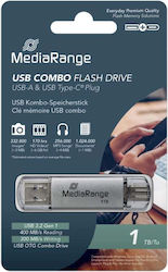 MediaRange 1.0TB USB 3.2 USB-A & USB-C Ασημί