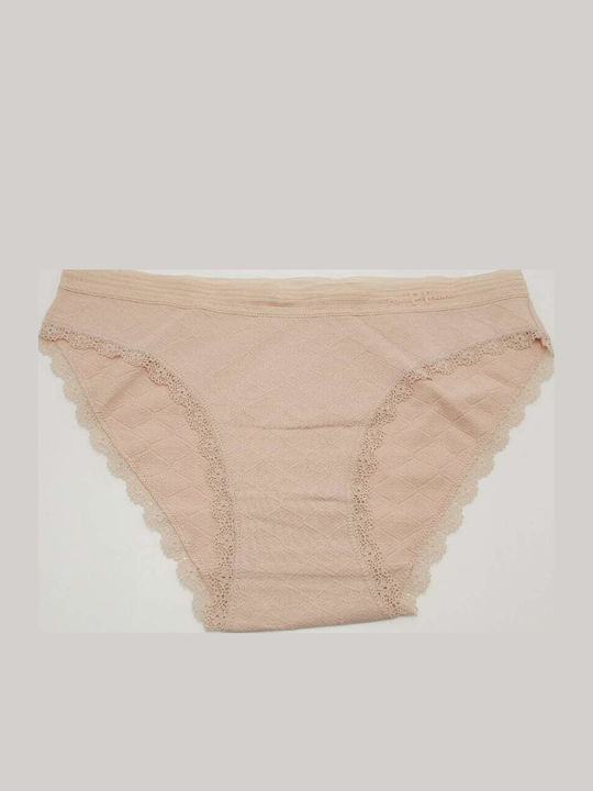 Power Flower Women's Slip with Lace Beige