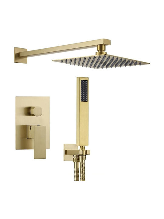 Wattarino Built-in Mixer & Shower Head Set for Shower Gold