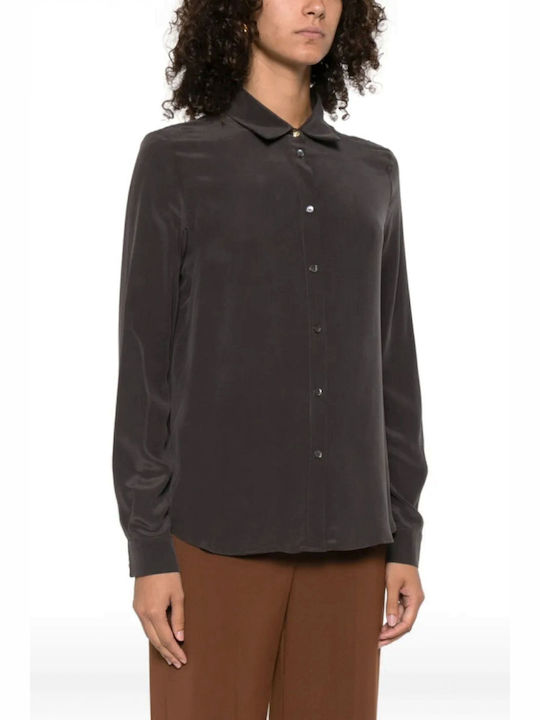 Crackers Women's Silky Long Sleeve Shirt Anthracite-brown