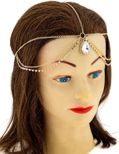 Diadema Lanț Nuntă Mare Lacrimă Swarovski Argintiu Auriu Auriu