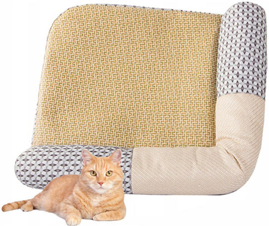Cat Bed Fluffy Mattress Scratching Post Together 65x55cm Beige Ecru All Cats Beige Ecru