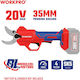 WorkPro Pruning Shears Battery 20V Solo with Maximum Cutting Diameter 35mm