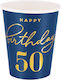 Party Pal Pahare Happy Birthday 50 Bleumarin 220ml 6 Bucăți