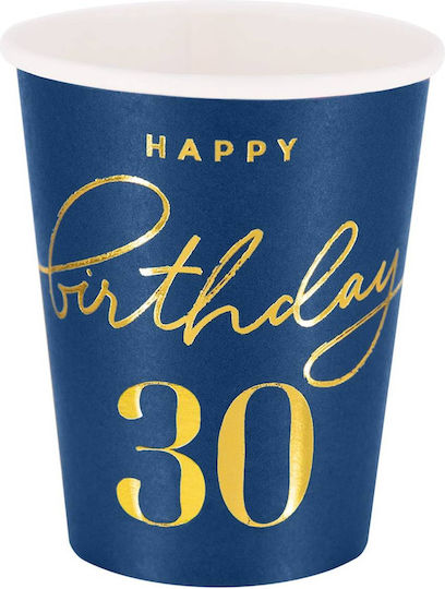 Party Pal Happy Birthday Becher 30 Marineblau 220ml 6 Stück