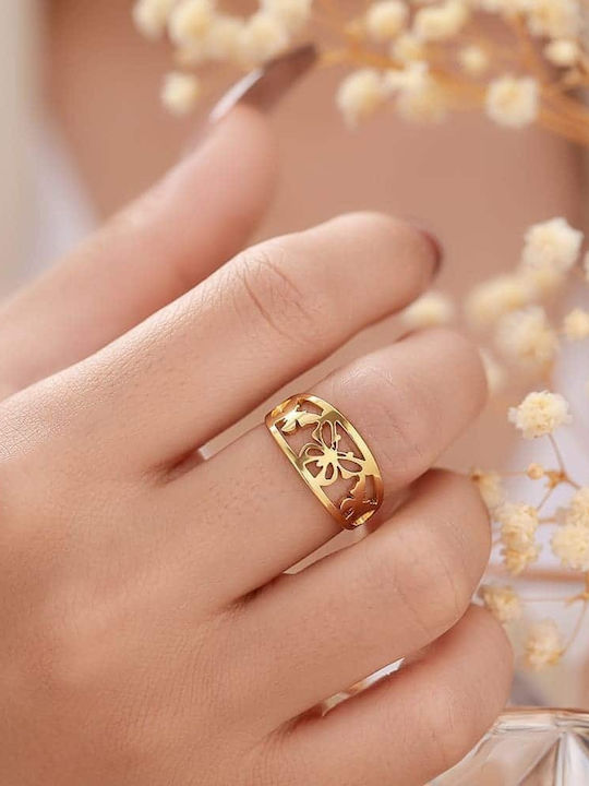 Nire Damen Ring aus Stahl Vergoldet
