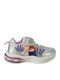 Frozen Παιδικά Sneakers Ανατομικά με Σκρατς & Φωτάκια Ασημί