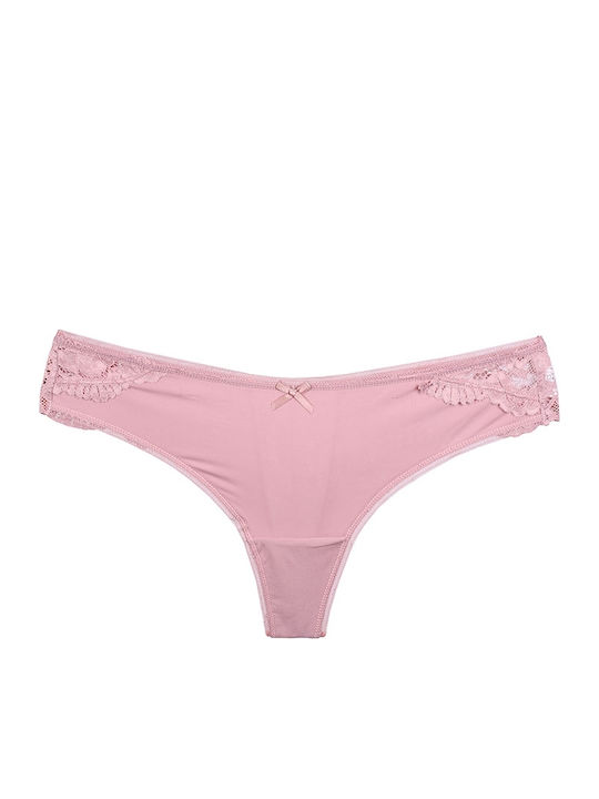 Γυναικείο String με Δαντέλα Ροζ
