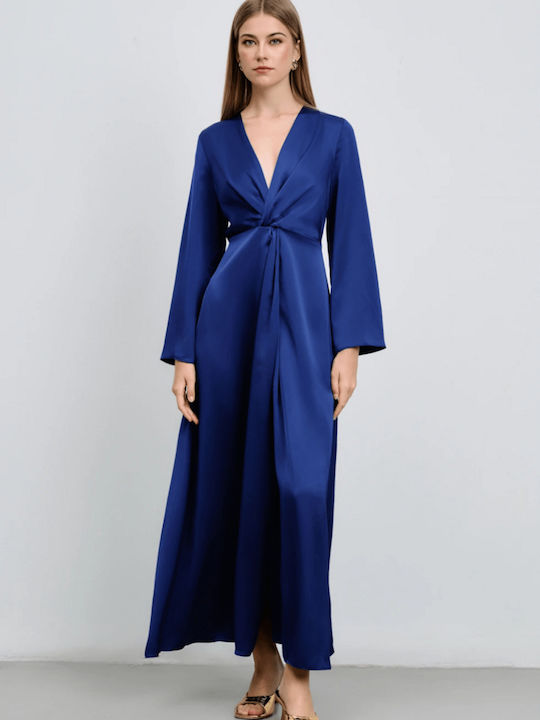 Maxi Dress for Wedding / Baptism Satin Blue