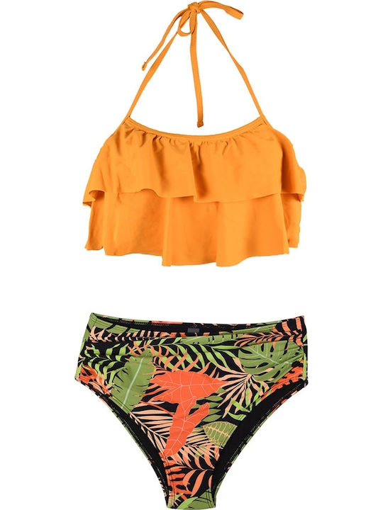 Modern Ocean Set Bikini Ψηλόμεσο Floral Κίτρινο
