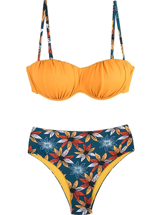 Modern Ocean Bikini Set High Waist Floral Yellow