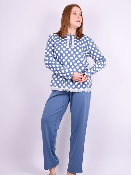 Tress Winter Damen Pyjama-Set Blue