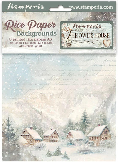Σετ 8 Ριζόχαρτα Ντεκουπάζ Stamperia 10.5×14.8cm Owl's House
