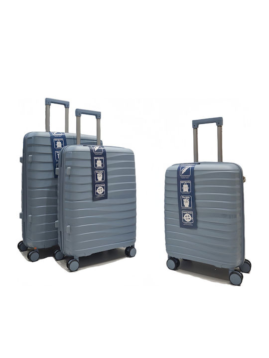 Felbags Travel Suitcases Hard Blue Ice with 4 Wheels Set of 3 Pieces