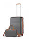 Miss Lulu Travel Suitcases Hard Grey And Brown with 4 Wheels Set of 2pcs