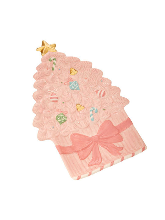 Iliadis Shape Christmas Platter Ceramic Pink L37xW23xD4cm.