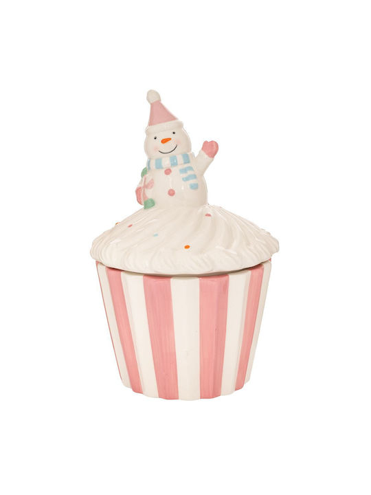 Iliadis Cupcake Christmas Cookie Jar Ceramic Pink L28.5xW18xD18cm.