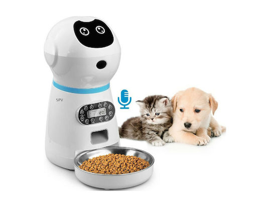 SPV Automatisch Edelstahl Futterspender für Hund & Katze 3.5lt 30.5cm in Weiß Farbe