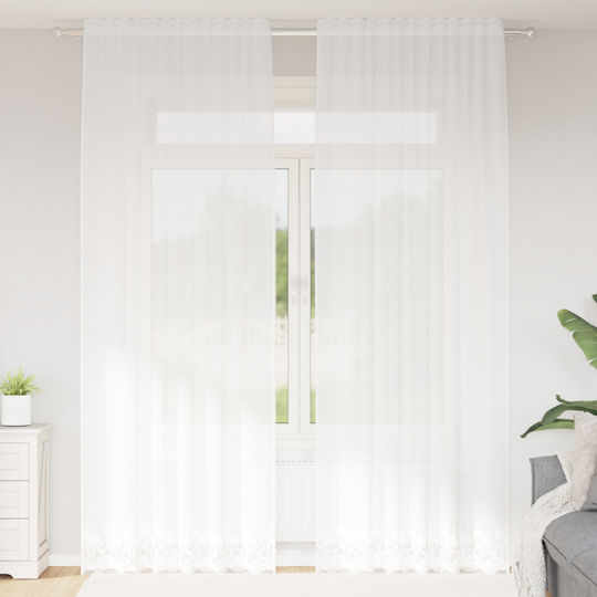 vidaXL Κουρτίνα Παραθύρου με Τρέσα Λευκή 150x280εκ.