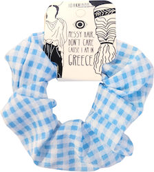 Handgemachtes Haargummi Scrunchies Hellblaue Karos