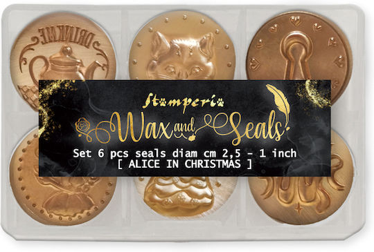 Alice In Christmas Stamperia Wax Seal Stamp Set 6 Pieces