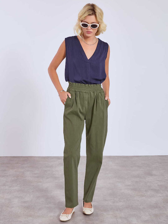 Celestino Women's High-waisted Fabric Trousers ...