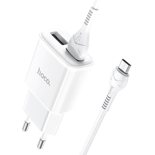 Hoco с 2 USB-A порта и кабел micro USB Бял (C88A)