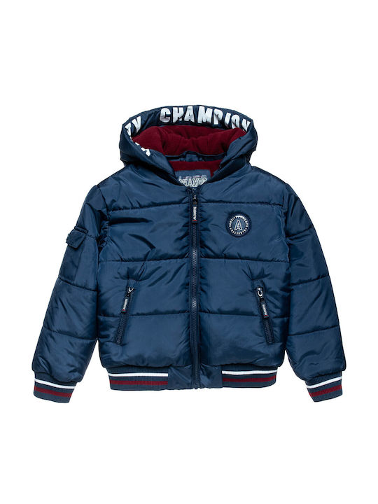Παιδικό Casual Μπουφάν με Επένδυση & Κουκούλα Navy Μπλε