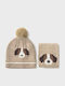 Kids Beanie Set with Scarf Knitted Beige 2pcs