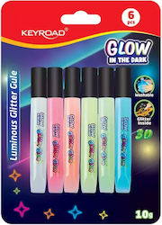 Keyroad Luminous Fluorescent Glitter Glue 6 Colors Blister