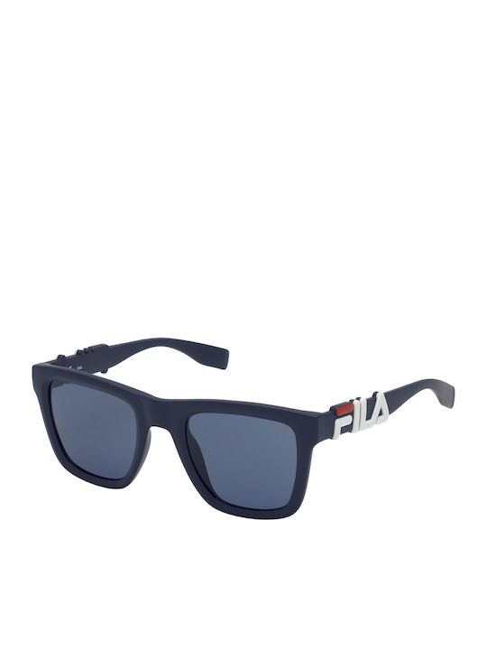 FILA Men's Sunglasses with Navy Blue Plastic Frame and Blue Lens