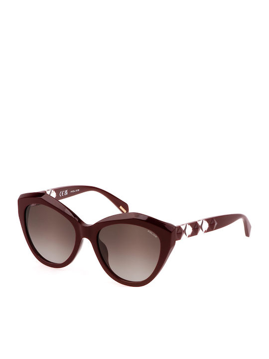 Police Damen Sonnenbrille mit Burgundisch Kunststoff Gestell und Burgundisch Verlaufsfarbe Linse SPLL35 0G96