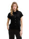 Women's Linen Short Sleeve Shirt Black