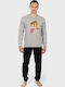 Men's Pyjama Nina Club Just Eat It Gray 100% Cotton Ncm26700-1-gray