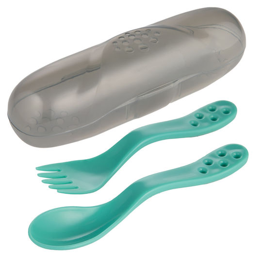 Canpol Babies Baby Set mit Gabel in Hülle für 12+ Monate Türkis 2Stück