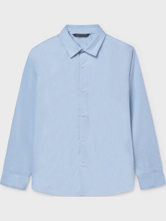 Mayoral Kids Striped Shirt Long Sleeve Light Blue