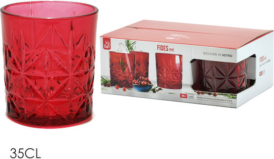 General Trade Whiskey Glass Set Glass Red 350ml 6 Pieces