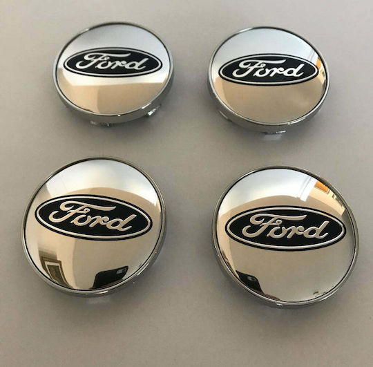 Wheel Caps Center Caps Ford 60mm Set 4 Pieces Nickel Black