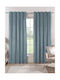 Curtain With Pencil Pleat Luxury Velour Petrol Blue 280x290cm