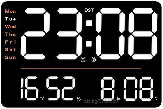 Factory Wall Clock Digital White 10x22cm