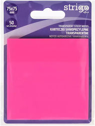 Strigo Transparent Self-adhesive Notes 75x75 50 Sheets Neon Pink