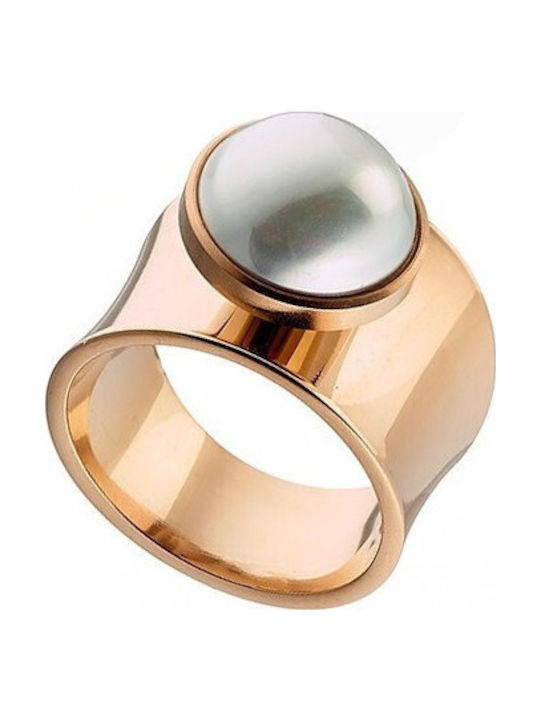Graloro Damen Ring mit Perlen aus Stahl Vergoldet