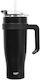 Cook Concept Handled Tumbler Θερμός Ανοξείδωτο / Πλαστικό 1.2lt Μαύρο με Καλαμάκι και Λαβή