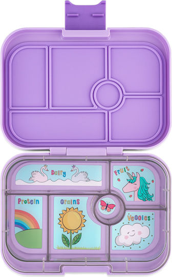 Yumbox Original Plastic Kids' Food Container Unicorns Lilac