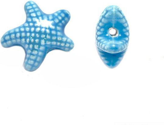 Keramischer Stern Perlen Hellblau 19,5mm 10Stück